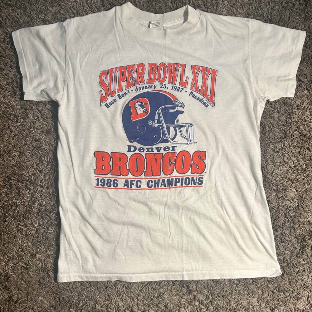 Vintage Denver Broncos 1986 AFC Champions Men’s Large Single Stitch NFL Sports